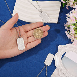 4 collier pendentif rectangulaire en acier inoxydable gaufré&nbsp;NJEW-CO0001-02P