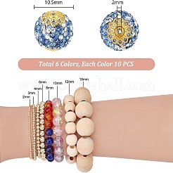 60 шт. 6-х цветные бусины из полимерной глины ручной работы со стразами PORC-PH0001-38