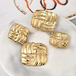 Серьги-гвоздики с подвесками в виде плетеных ромбов из нержавеющей стали 304&nbsp;EJEW-K268-64G