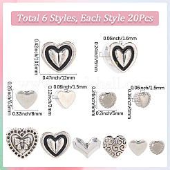 120шт 6 стиля бусины из сплава в тибетском стиле TIBE-SP0001-22B