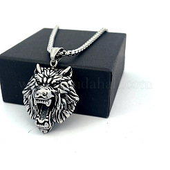 Винтажный панк-кулон в виде головы волка из нержавеющей стали 304 для мужчин.&nbsp;HO0962