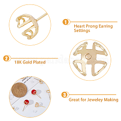 30 шт. ионное покрытие (IP) латунная фурнитура для сережек-гвоздиков&nbsp;KK-DC0003-01