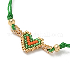 Braccialetti con maglie a forma di cuore con perline di vetro&nbsp;BJEW-MZ00217-01