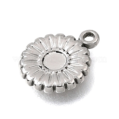 304ステンレスペンダント  ひまわりチャーム  ステンレス鋼色  13x10x1.4mm  穴：1.2mm&nbsp;SA-CBAF4B0-02P-02