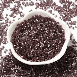 ガラス竹ビーズ  模造キャットアイ  シリンダー  ココナッツブラウン  2x1.5mm  穴：1.2mm  約125000個/ポンド&nbsp;SEED-B001-03A-07