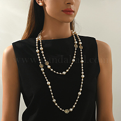 Комплекты из круглых железных серег-гвоздиков и двухслойных ожерелий Rosr для женщин&nbsp;FN3317-1