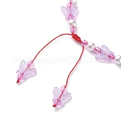 Ожерелье из бисера из акриловой бабочки и пластикового жемчуга для женщин NJEW-JN04053