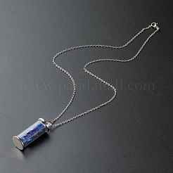Bouteille de souhait en alliage et verre avec colliers pendentifs en pierres précieuses naturelles mélangées&nbsp;NJEW-JN03623