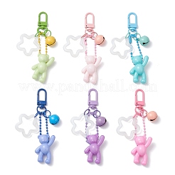 6шт 6-х цветный акриловый мишка и цветок подвеска украшение HJEW-JM03871