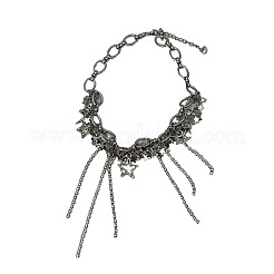 Ожерелья-чокеры с кисточками из латуни и сплава со стразами в форме звезд FS-WGAD64A-01