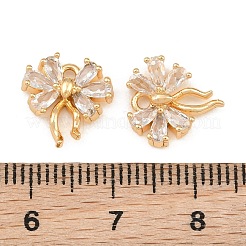 真鍮マイクロパヴェクリアキュービックジルコニアチャーム  ちょう結びのチャーム  18KGP本金メッキ  12x11.5x3mm  穴：1.4mm&nbsp;CU-CBA804C-10G