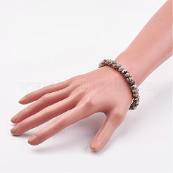 天然ダルメシアンジャスパーストレッチブレスレット  2インチ（52mm）&nbsp;BJEW-JB03067-02
