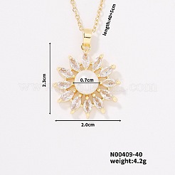 Collane a catena con ciondolo in zirconia cubica trasparente in ottone alla moda per le donne&nbsp;FN2830-4