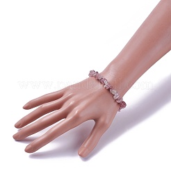 Perles naturelles de quartz de fraises tendent des bracelets&nbsp;BJEW-JB04152-08