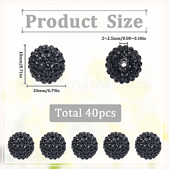 40 шт. бусины из смолы со стразами&nbsp;RESI-SC0005-81A