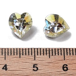 K9ガラスラインストーンカボション  尖ったバック＆バックメッキ  ハート  ライトクリスタルアブ  8.8x8x5mm&nbsp;GLAA-H034-02B-001LA