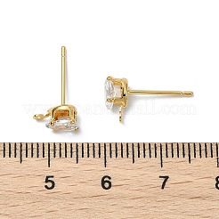 Фурнитура для сережек-гвоздиков в форме капли из латуни с прозрачным кубическим цирконием&nbsp;XGR0104G-116G