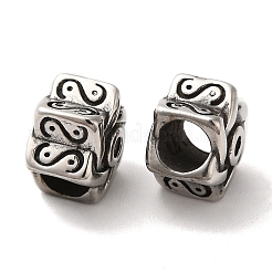 304ステンレススチールヨーロピアンビーズ  大穴ビーズ  ダビデの星  アンティークシルバー  10x12x8mm  穴：5x5mm&nbsp;STAS-A080-41AS