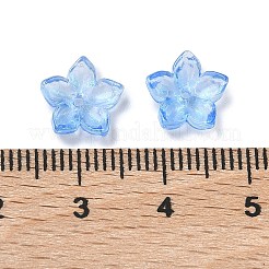 染色・加熱ガラスビーズキャップ  5  - 花びらの花  ライトスカイブルー  9x9.5~10x3.8mm  穴：1mm&nbsp;X-GLAA-Z019-02N