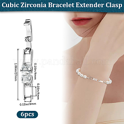 6 шт. застежка для часового ремешка из латуни с прозрачным кубическим цирконием KK-BBC0014-03S