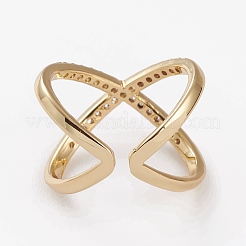 Латунные микро проложить манжеты кольца кубического циркония RJEW-C101-13G-B