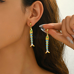 Серьги-гвоздики с эмалью из латуни в форме рыб&nbsp;FE8880