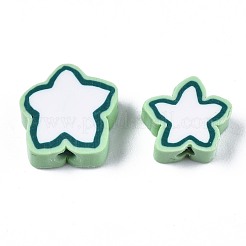 手作り樹脂粘土ビーズ  スター  アクアマリン  8.5~11x9~11x4mm  穴：1.6mm&nbsp;CLAY-N011-015B