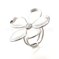 Кольцо-манжета из нержавеющей стали 304 с цветком для женщин&nbsp;LS-RJEW-R006-03P-02