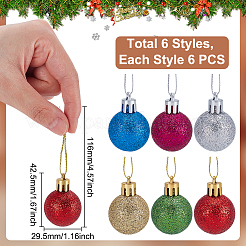 36 шт. 6-цветные пластиковые подвесные шары&nbsp;HJEW-UN0001-29