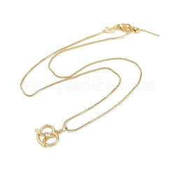 Латунный прозрачный кубический цирконий кулон в форме сердца ожерелья с цепочкой NJEW-M079-03G