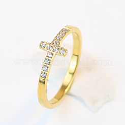 Kreuz Edelstahl Micro Pave klare Zirkonia Fingerringe für Frauen&nbsp;FS-WG88B59-04