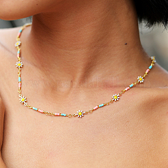 Богемный пляжный отдых латунная эмаль подсолнечник цепочка ручной работы ожерелья женские свидание подарок HM4276