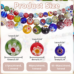 3 стиль ручной работы миллефиори стеклянные круглые бусины нити LAMP-HY0001-16