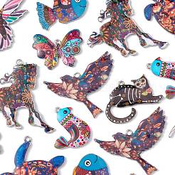 Подвески из сплава с принтом в 18 стилях ENAM-CJ0005-30