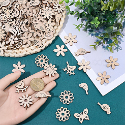 150 Stück Anhänger & Perlen & Cabochons aus ungefärbtem Holz&nbsp;WOOD-SP0001-74