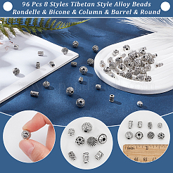 96шт 8 стиля бусины из сплава в тибетском стиле FIND-NB0005-05