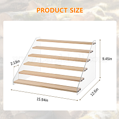 Présentoir à étagères en plastique transparent et bois à un niveau&nbsp;ODIS-WH0025-360