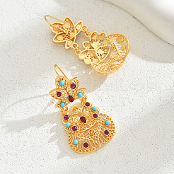 Серьги-кольца из сплава кубического циркония в форме цветка UT1066