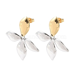 Двухцветные серьги-гвоздики из нержавеющей стали 304 с цветком&nbsp;EJEW-B156-10GP