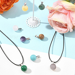 Наборы для самостоятельного изготовления ожерелий с подвесками из натуральных и синтетических драгоценных камней и вощеного шнура DIY-FS0008-47