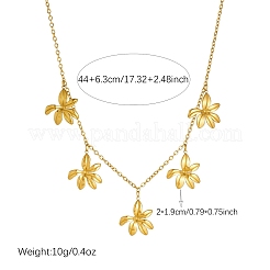 Collar babero de acero inoxidable 304 con múltiples colgantes florales para mujer&nbsp;WG4B855-01