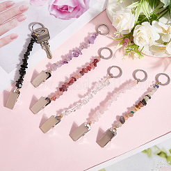 6 шт. брелок для ключей из натуральных и синтетических драгоценных камней&nbsp;KEYC-GF00004