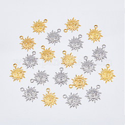 20個2色304ステンレスペンダント  人間の顔を持つ太陽  ゴールデン·ステンレス鋼色  17.5x15x2.5mm  穴：1.6mm  10個/カラー&nbsp;STAS-DC0013-21