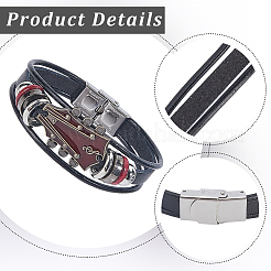 1 Armband aus Legierung und Lederkordel für Damen und Herren&nbsp;BJEW-CL0001-56