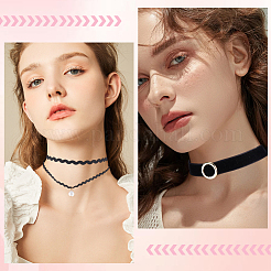 10 Stück 10 Stile Gothic Polyester Spitze Chokerhalsketten&nbsp;NJEW-SC0001-75