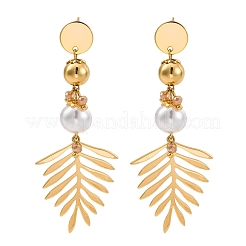 Серьги-гвоздики с подвесками из латунного листа EJEW-R014-09G