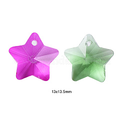 クリアガラスチャーム  多面カット  スター  ミックスカラー  13x13.5x7mm  穴：1mm  12色  6個/カラー  72個/箱&nbsp;GLAA-ZZ0001-01