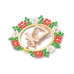 Рождественский венок ручной работы из стеклянного бисера с подвесками в виде рождественских колокольчиков PALLOY-MZ01068