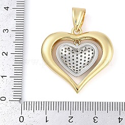 Подвески из латуни с покрытием в форме сердца и микропаве из прозрачного кубического циркония KK-P287-48A-GP