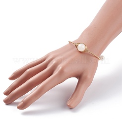 Натуральный селенит круглый браслет из бисера&nbsp;BJEW-JB07816-05